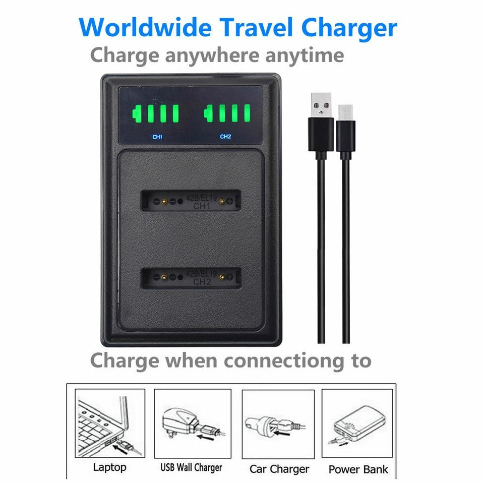 USB Dual charger for Kodak PixPro  FZ55 LB-012 Olymplus OM Li-40