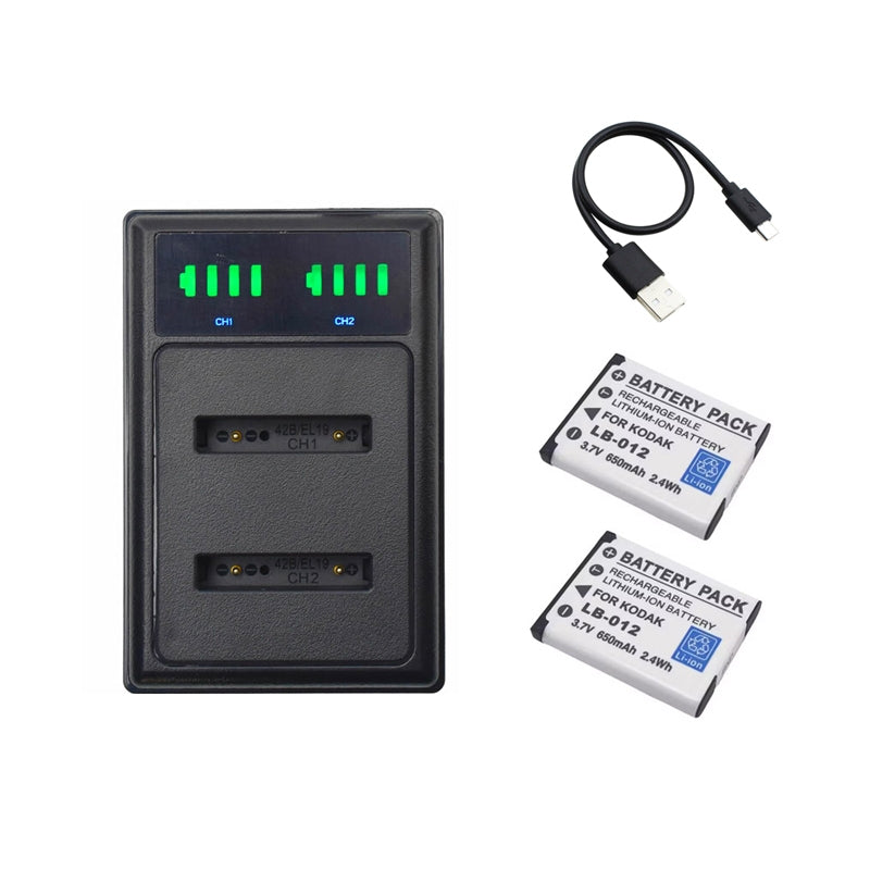USB Dual charger for Kodak PixPro  FZ55 LB-012 Olymplus OM Li-40