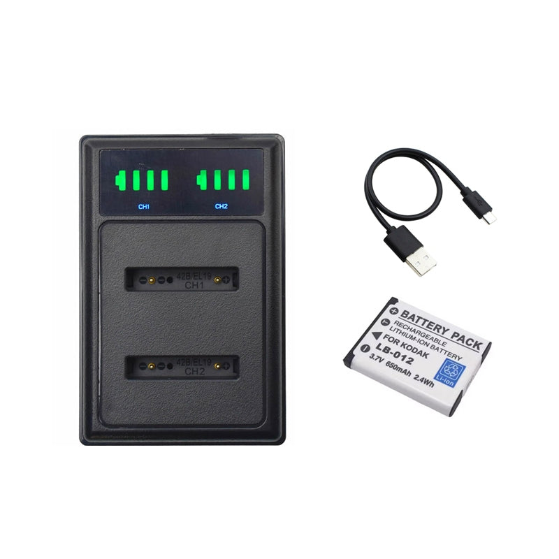 USB Dual charger for Kodak PixPro  FZ55 LB-012 Olymplus OM Li-40