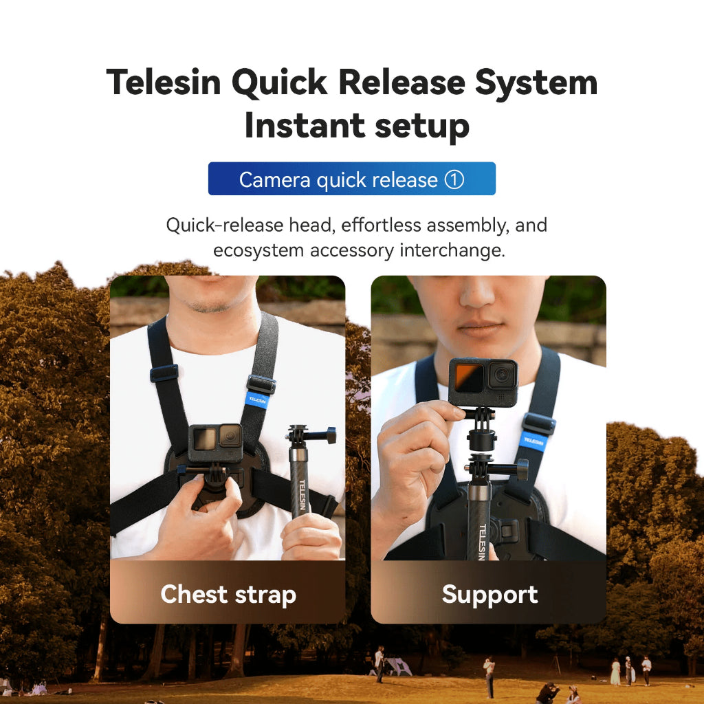 TELESIN Quick Release Chest Mount Strap for GoPro Hero Insta360 DJI OSMO Action Camera