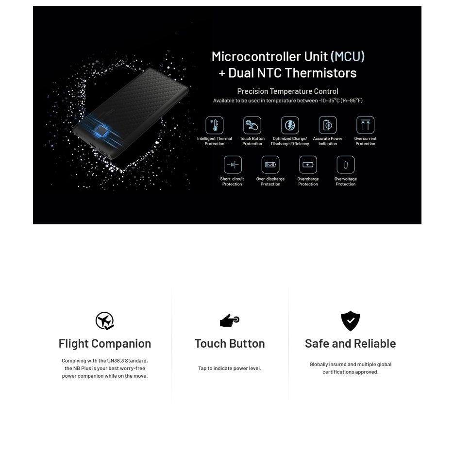 Nitecore NB Plus IPX7 Waterproof carbon fibre Powerbank 10000mAh 3A 22W