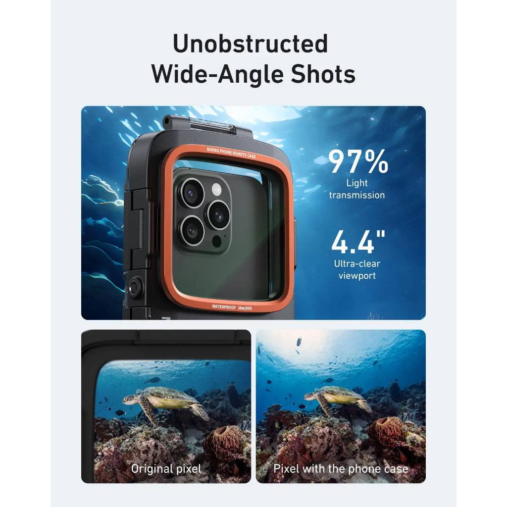 TELESIN Underwater Snorkeling 20m Diving Phone Waterproof Case Universal Underwater Diving Housing