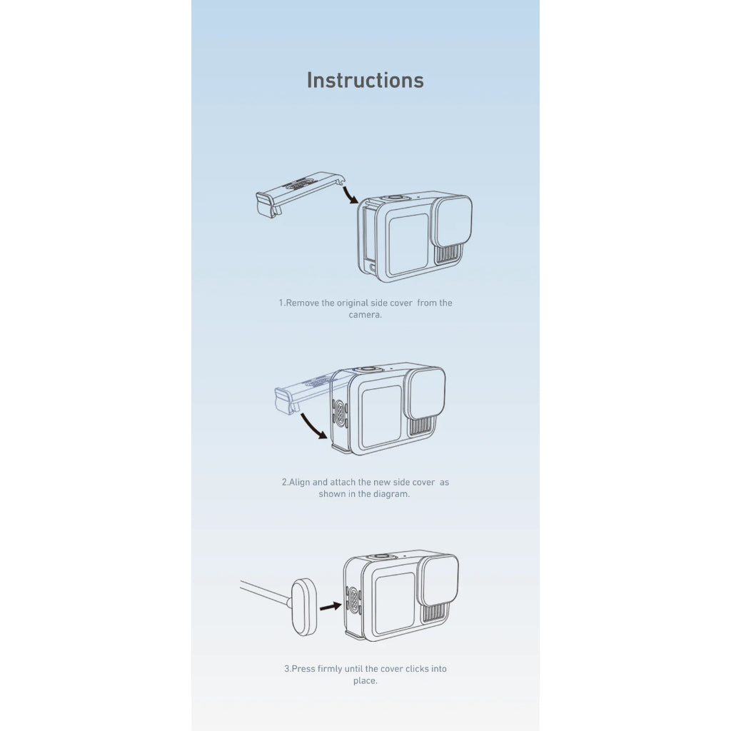 Telesin Magnetic Charging Side Cover & Power Cable Kit for Hero 13 12 11 10 9