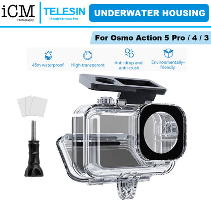 TELESIN DJI OSMO ACTION 5 Pro 4 3 Waterproof Underwater Housing Case
