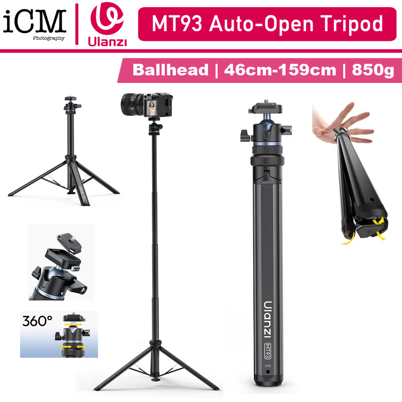 Ulanzi МТ93 159cm Auto-Open Camera Tripod Selfie Stick UKA Quick-Release