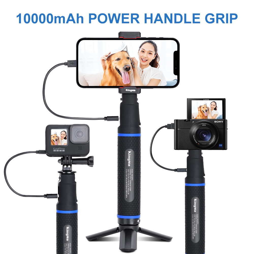 KingMa 10000mAh Power Bank Battery handle Grip Selfie Stick for Cameras, GoPro, Mobile Phone