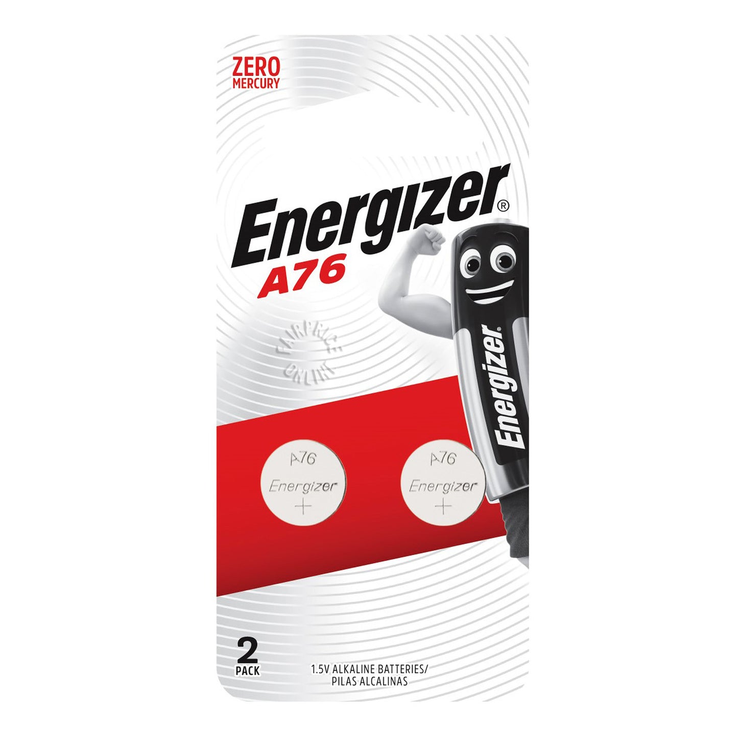 2 x Energizer A76 / LR44 1.5v Button Cell Battery Pack
