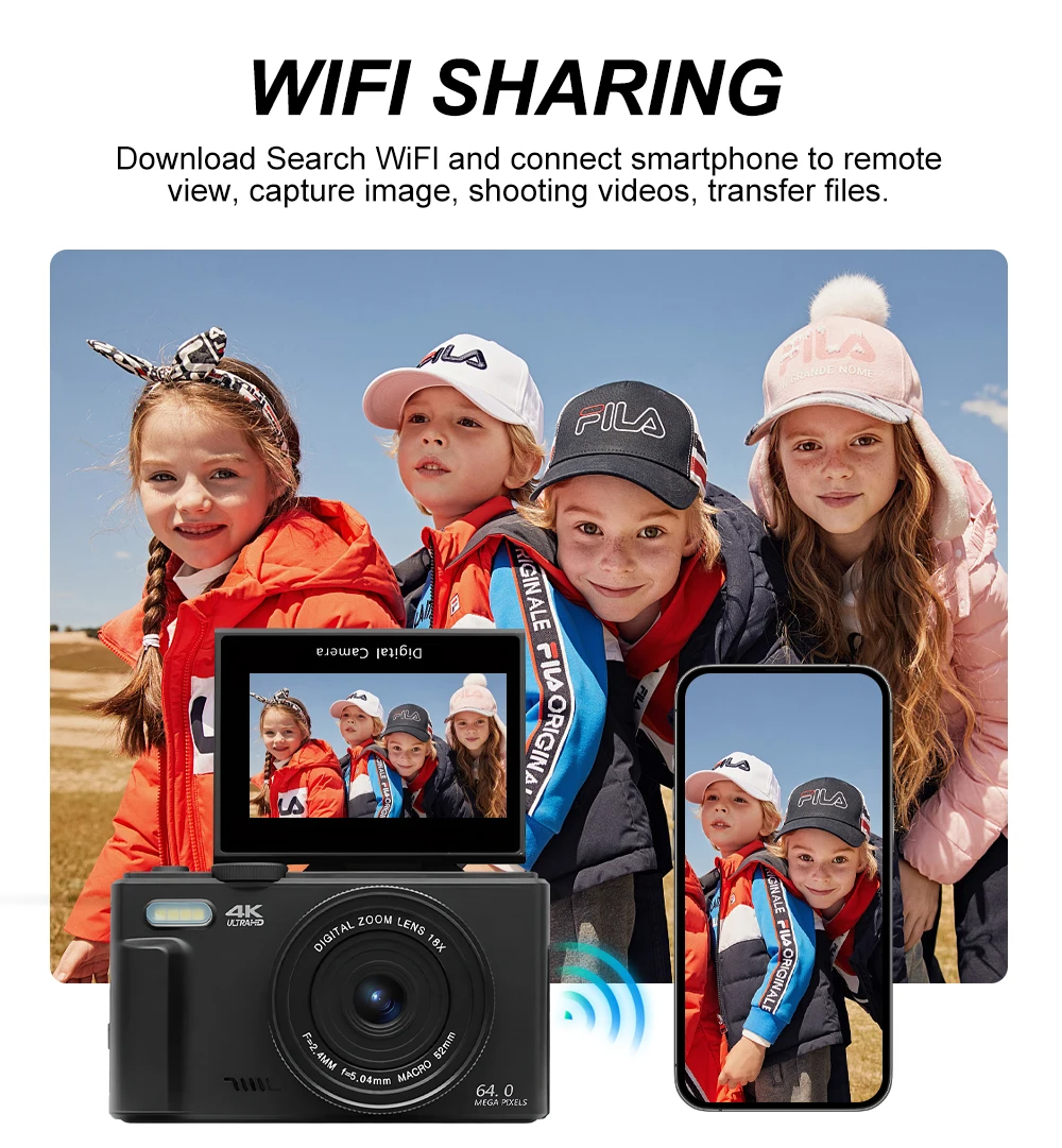 64MP Digital Camera 4K Video Vlogging YouTube Flip Screen 16X Zoom