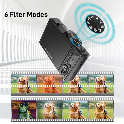64MP Digital Camera 4K Video Vlogging YouTube Flip Screen 16X Zoom