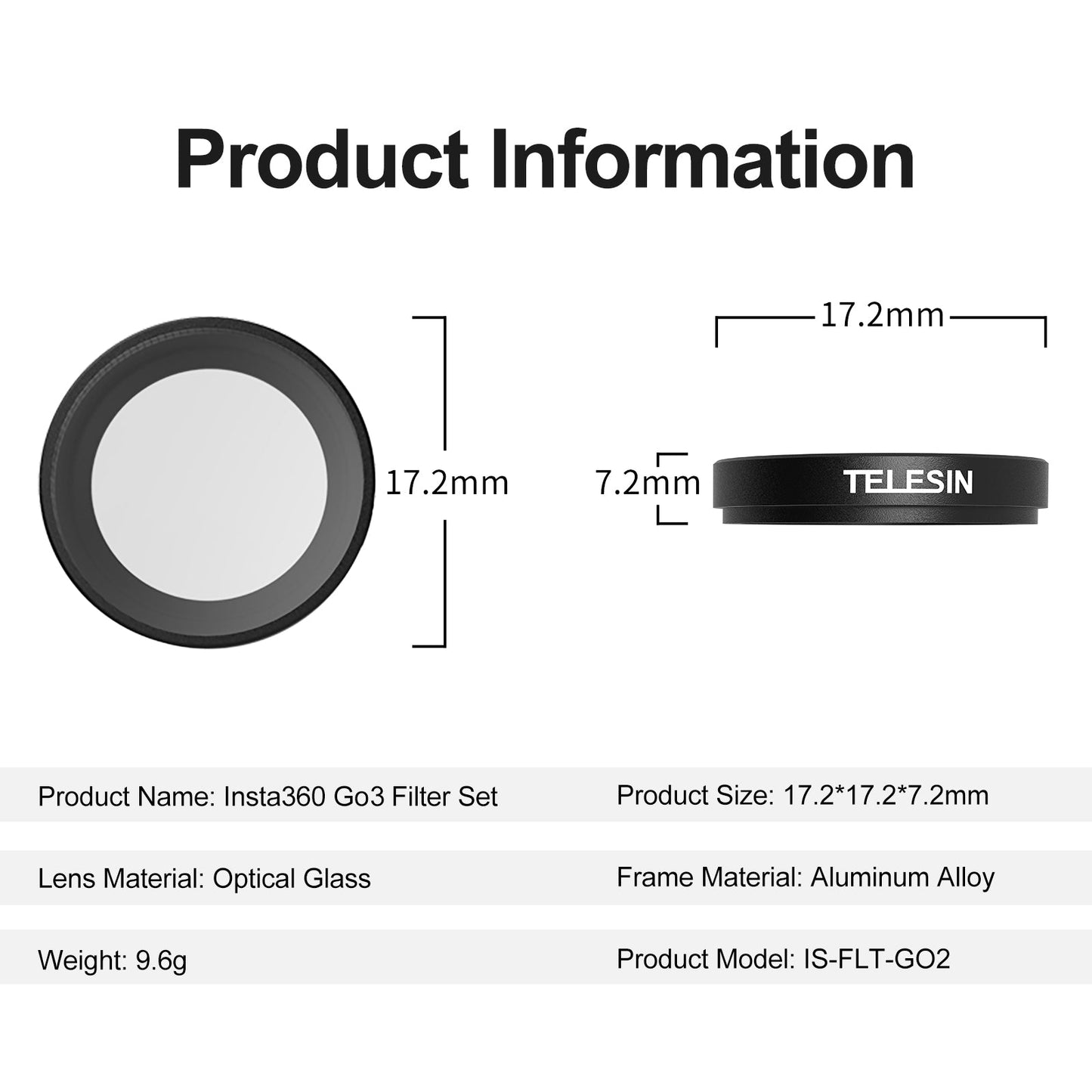 TELESIN Insta360 GO 3 CPL ND Filter Set for Insta360 GO 3 / 2