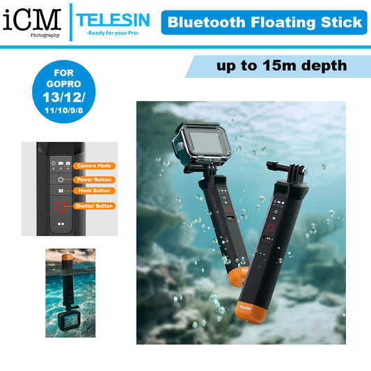 TELESIN Gopro Floating Underwater Selfie Stick Float Handgrip Bluetooth Remote For Gopro Hero Action Camera