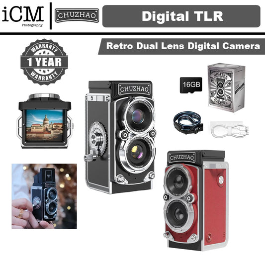 CHUZHAO Mini Retro Digital Camera Vintage TLR CCD Camera