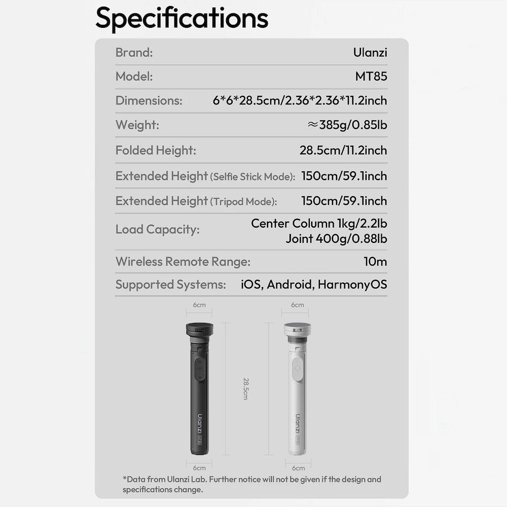Ulanzi MT85 150cm Automatic Tripod Selfie Stick Magnetic Phone Holder