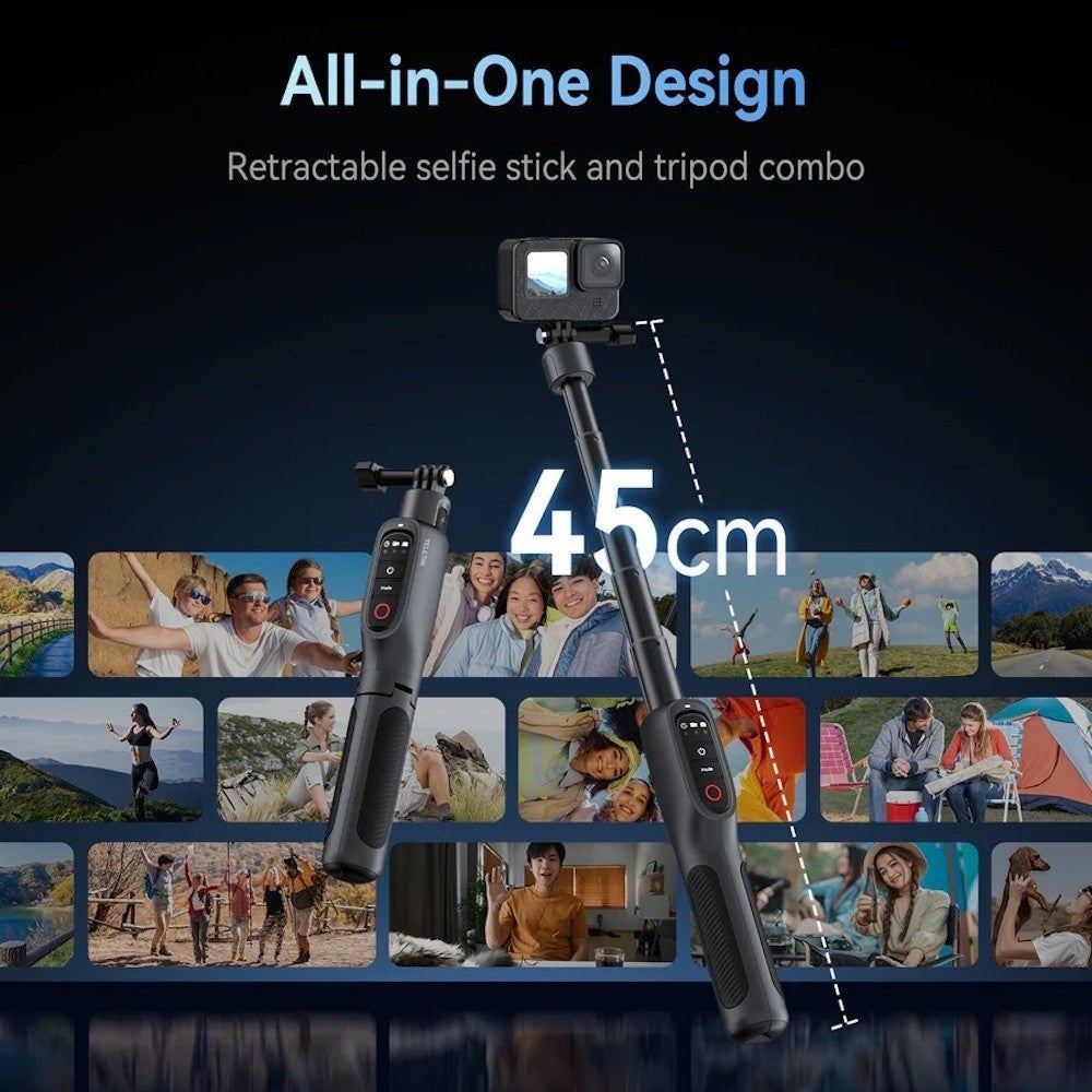TELESIN Gopro Shorty Rechargeable Selfie Tripod Remote Control for GoPro Hero 13 12 11 10 9 MAX