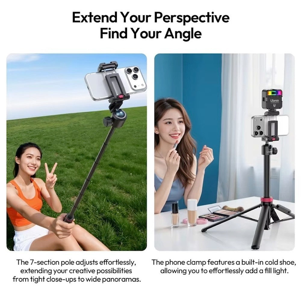 Ulanzi MT-44 B 2-in-1 Selfie Stick Tripod 150cm with Remote For Camera Phone