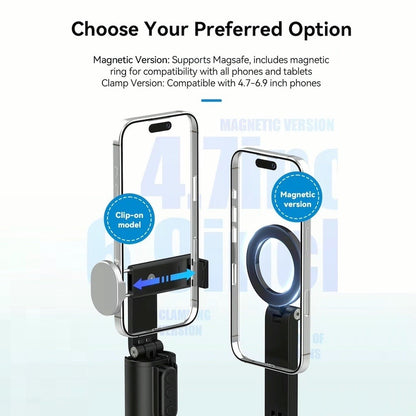 TELESIN Magnetic Phone Holder Travel Clamp Mount Stand Stick Bluetooth Remote Control