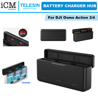 TELESIN DJI Osmo Action 4 3 Battery Charger Storage Case