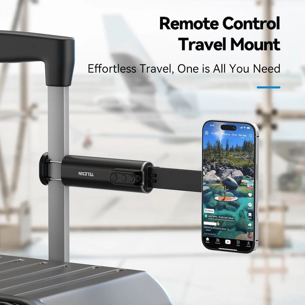 TELESIN Magnetic Phone Holder Travel Clamp Mount Stand Stick Bluetooth Remote Control