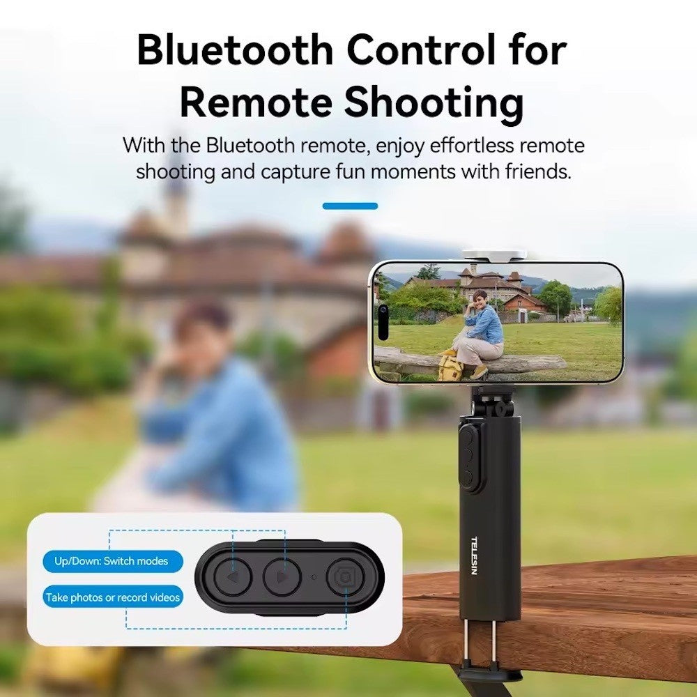 TELESIN Magnetic Phone Holder Travel Clamp Mount Stand Stick Bluetooth Remote Control
