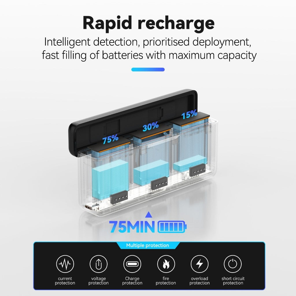 TELESIN DJI Osmo Action 4 3 Battery Charger Storage Case