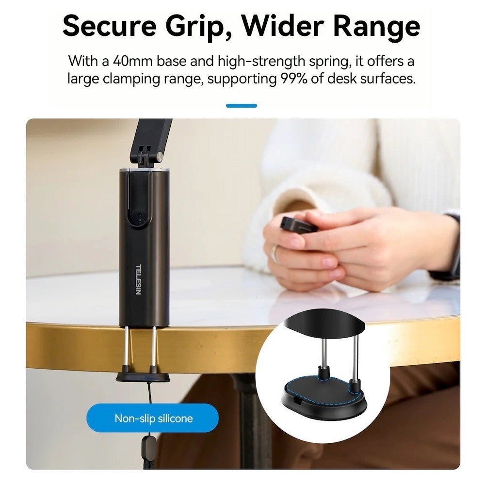 TELESIN Magnetic Phone Holder Travel Clamp Mount Stand Stick Bluetooth Remote Control