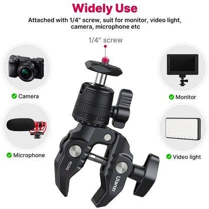ULANZI R099 Super Clamp 360 Ball Head Handlebar Motorcycle Bicycle Bike Mount for DSLR GoPro Insta360 DJI Action Camera