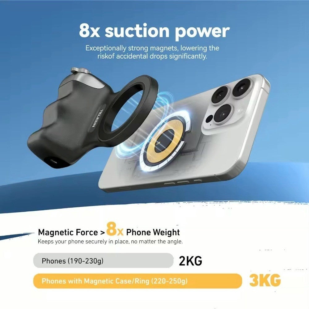 TELESIN Fun Shot MagSafe Magnetic Phone Grip 2 with Bluetooth Remote Shutter Holder