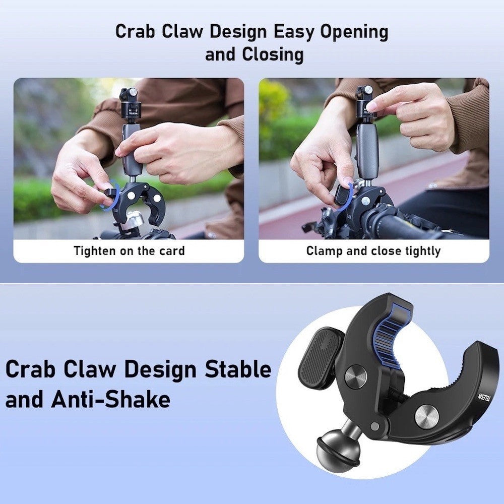 TELESIN Crab-Style Handle Bar Clamp with Quick Release Action Camera Mount
