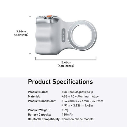TELESIN Fun Shot MagSafe Magnetic Phone Grip 2 with Bluetooth Remote Shutter Holder