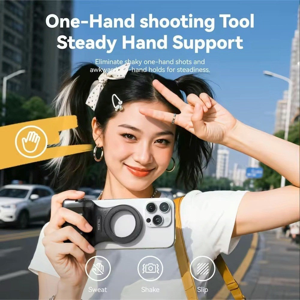 TELESIN Fun Shot MagSafe Magnetic Phone Grip 2 with Bluetooth Remote Shutter Holder