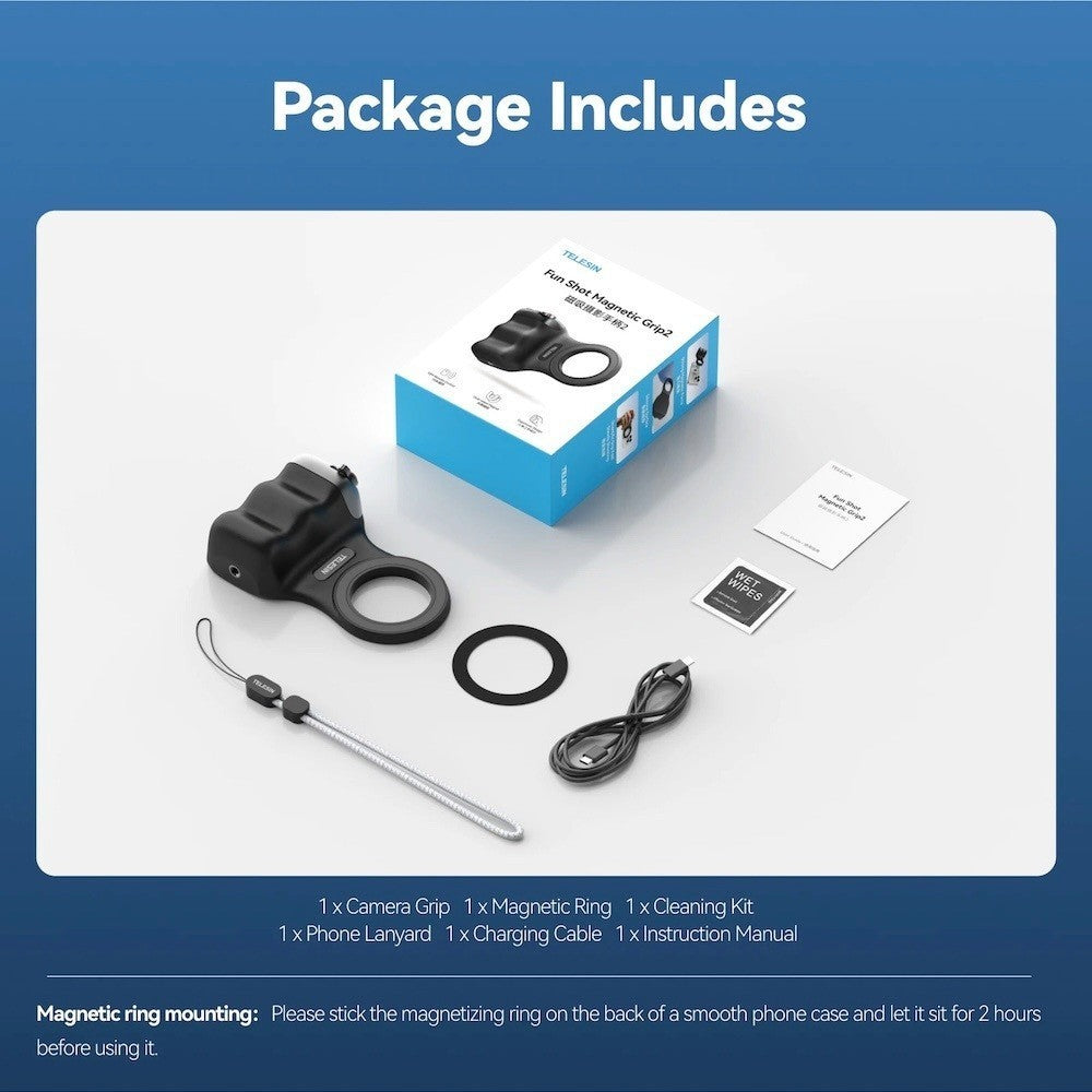 TELESIN Fun Shot MagSafe Magnetic Phone Grip 2 with Bluetooth Remote Shutter Holder