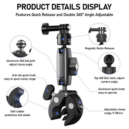 TELESIN Crab-Style Handle Bar Clamp with Quick Release Action Camera Mount