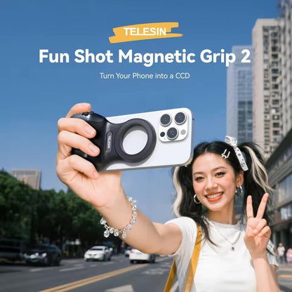 TELESIN Fun Shot MagSafe Magnetic Phone Grip 2 with Bluetooth Remote Shutter Holder