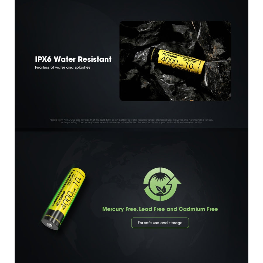 Nitecore NL1840HP 4000mAh Rechargeable 18650 Battery