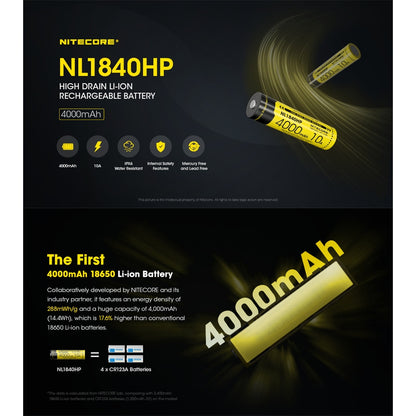 Nitecore NL1840HP 4000mAh Rechargeable 18650 Battery