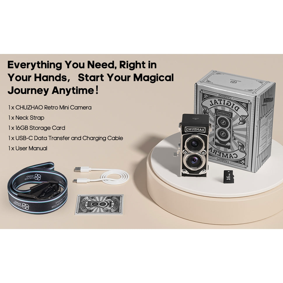 CHUZHAO Mini Retro Digital Camera Vintage TLR CCD Camera