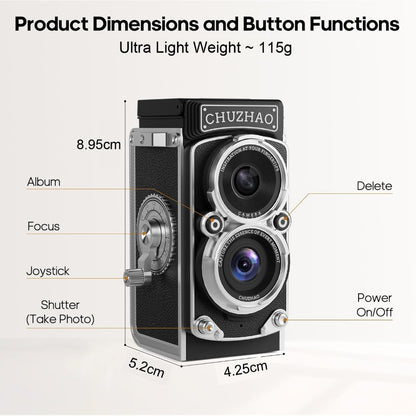 CHUZHAO Mini Retro Digital Camera Vintage TLR CCD Camera