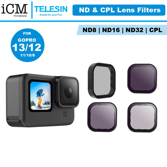 Gopro Hero 13 12 11 10 9 TELESIN ND & CPL Lens Filters Set