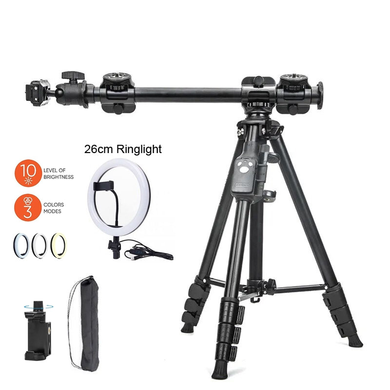 YUNTENG VCT-6109 Professional Live Streaming overhead shot photography Tripod with Extension Rod