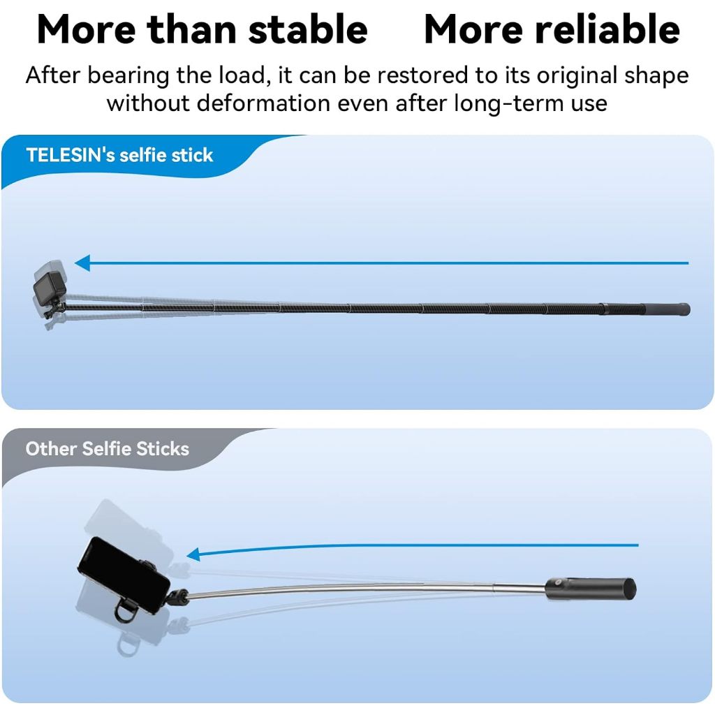 TELESIN G3 300cm 3m Invisible Selfie Stick Pole Carbon Fiber Lightweight Extension Monopod