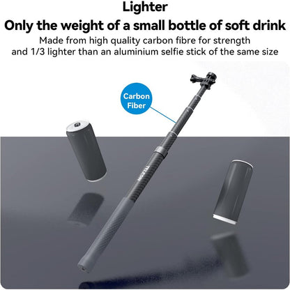 TELESIN G3 300cm 3m Invisible Selfie Stick Pole Carbon Fiber Lightweight Extension Monopod