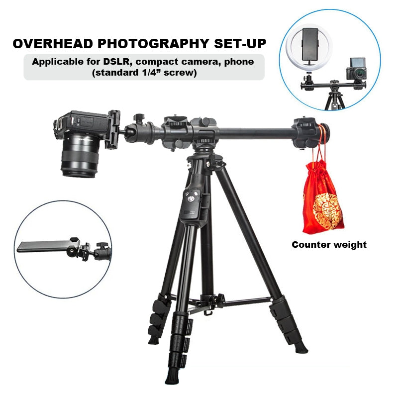 YUNTENG VCT-6109 Professional Live Streaming overhead shot photography Tripod with Extension Rod
