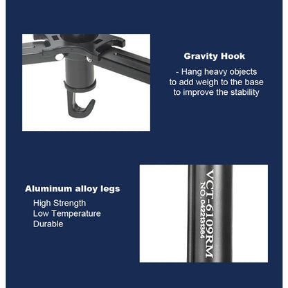 YUNTENG VCT-6109 Professional Live Streaming overhead shot photography Tripod with Extension Rod