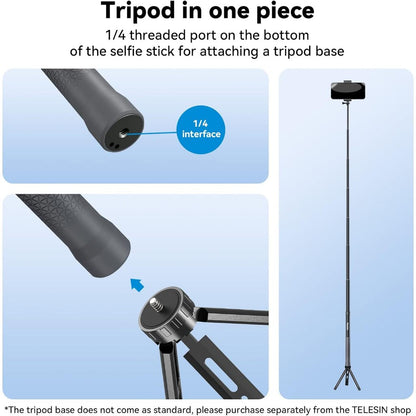 TELESIN G3 300cm 3m Invisible Selfie Stick Pole Carbon Fiber Lightweight Extension Monopod