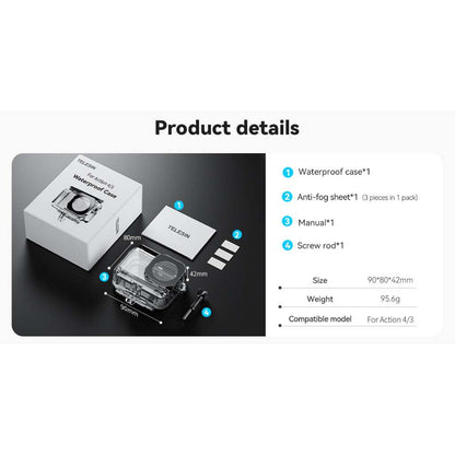 TELESIN DJI OSMO ACTION 5 Pro 4 3 Waterproof Underwater Housing Case