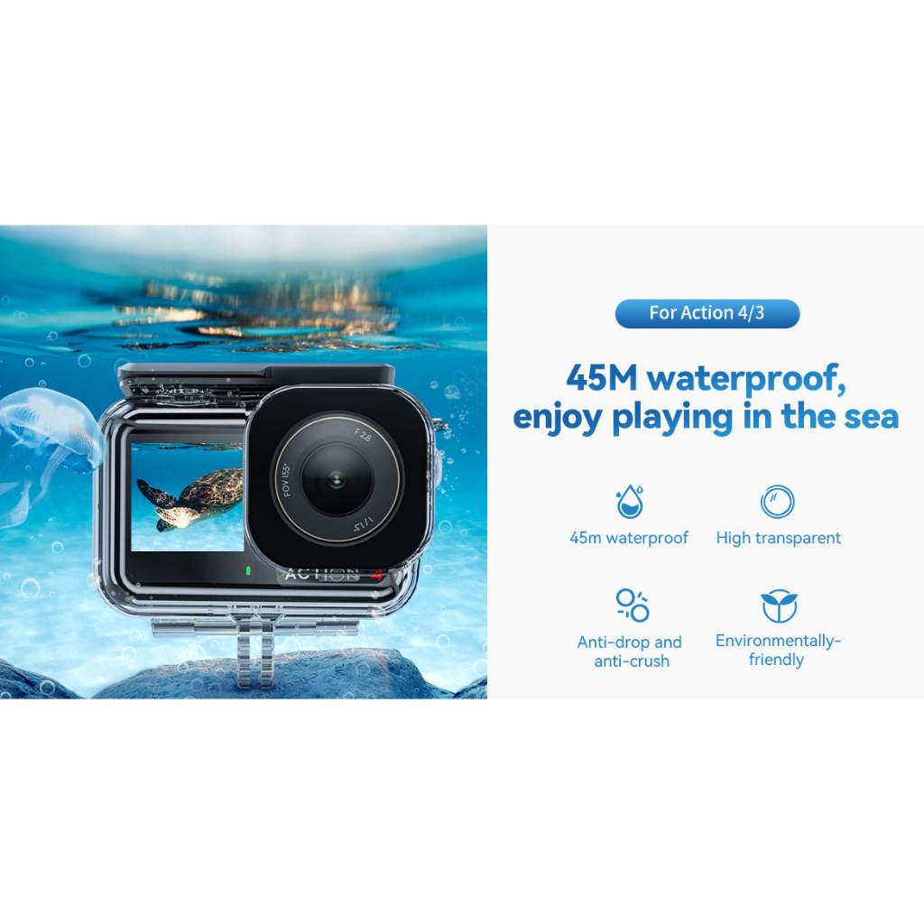 TELESIN DJI OSMO ACTION 5 Pro 4 3 Waterproof Underwater Housing Case