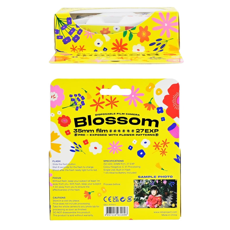 Retocolor Blossom 400 35mm Disposable Film Camera 27EXP Pre exposed Flower Patterns