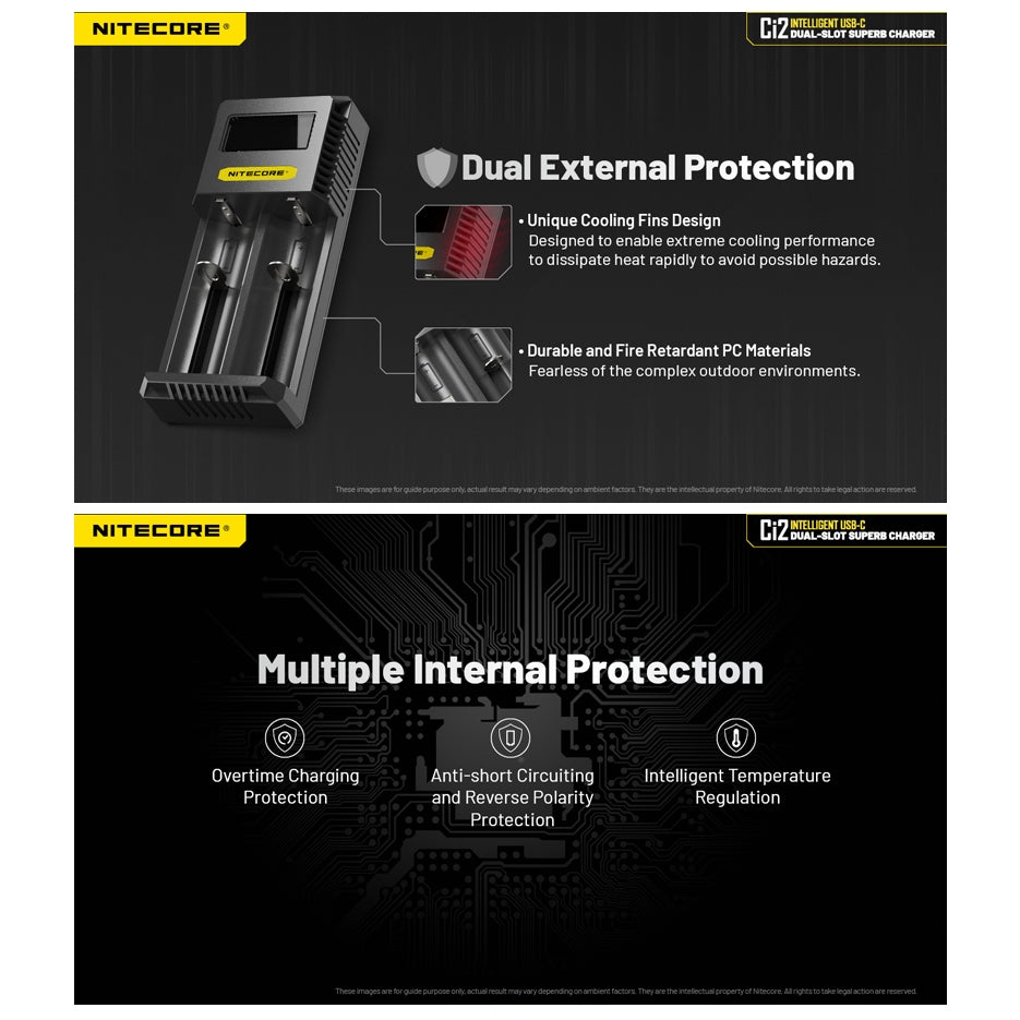 Nitecore Ci2 Intelligent USB-C Dual Slot Battery Charger (USB-C 3A 18W)