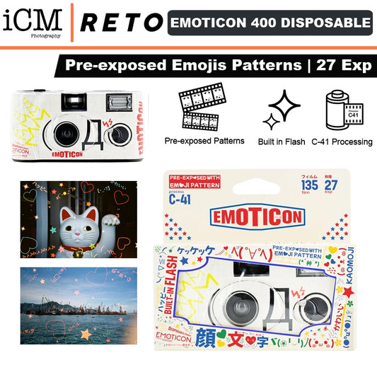 Retocolor EMOTICON 400 35mm Disposable Film Camera 27EX  ISO400 Pre exposed Emojis Patterns