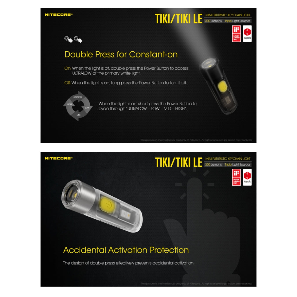 Nitecore TIKI / TIKI LE 300 Lumens USB-C Rechargeable Keychain Flashlight
